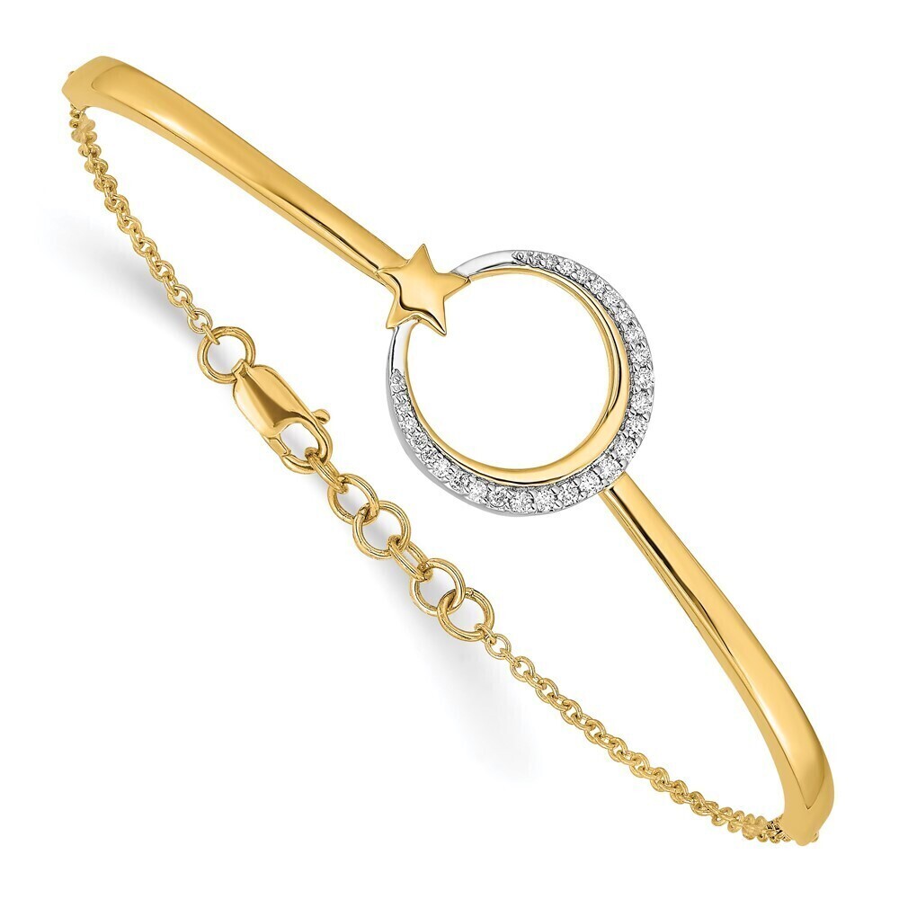 Kazi Luxury 14k Polished Moon and Star Diamond 7in w/.5in ext Bracelet